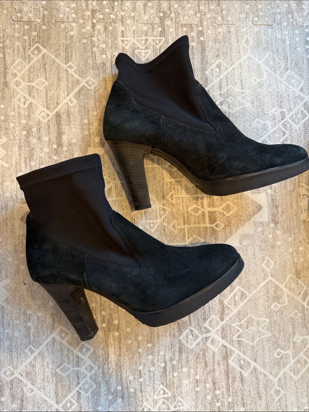 Paul Green Black Suede High Heel Ankle Booties